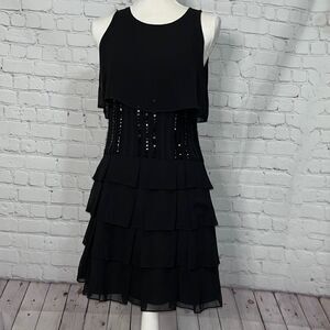 BCBG - Maryna Little Black Dress - Tiered Chiffon - 6